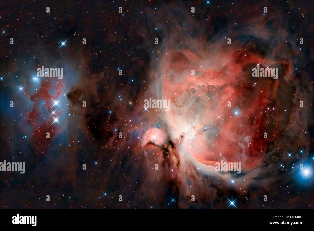 Great Orion Nebula and running Man Nebula Stock Photo