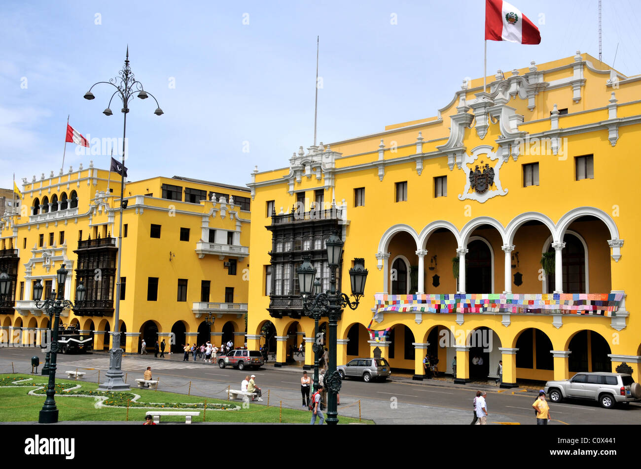 Plaza Mayor, city hall, Lima, Peru Stock Photo Alamy