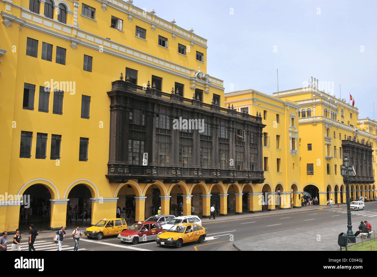 colonial buildings Plaza Mayor Lima Peru Stock Photo