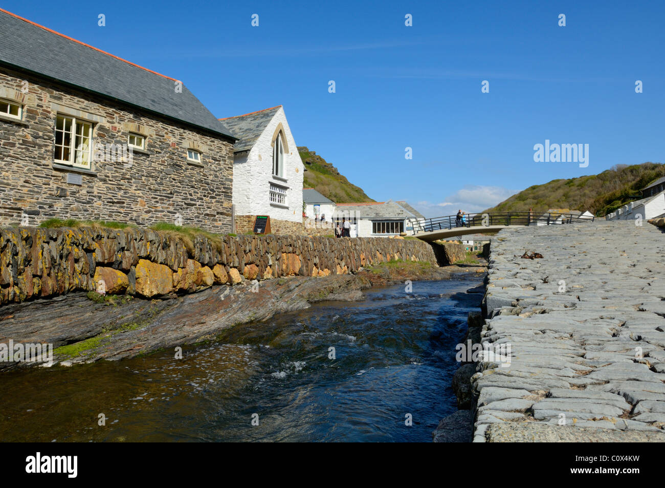 The River Valency at Boscastle Harbour, Cornwall, England. Stock Photo