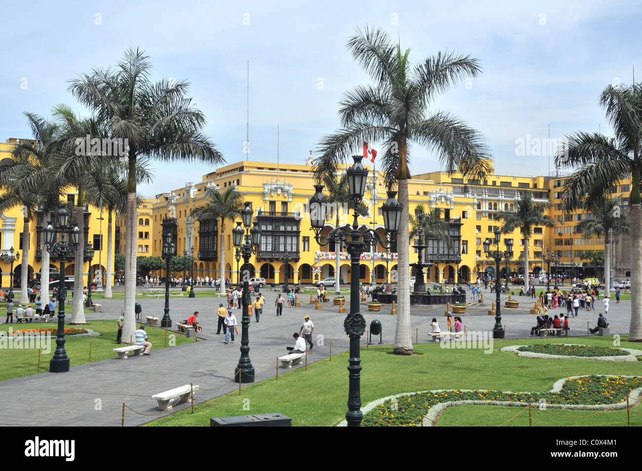 Plaza Mayor  plaza de Armas city hall Lima Peru Stock Photo