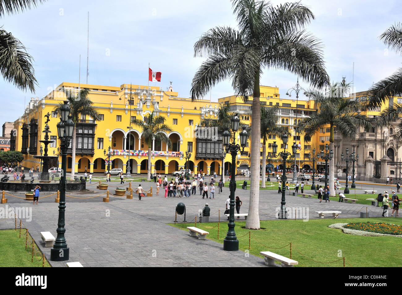 Plaza Mayor city hall Lima Peru Stock Photo Alamy