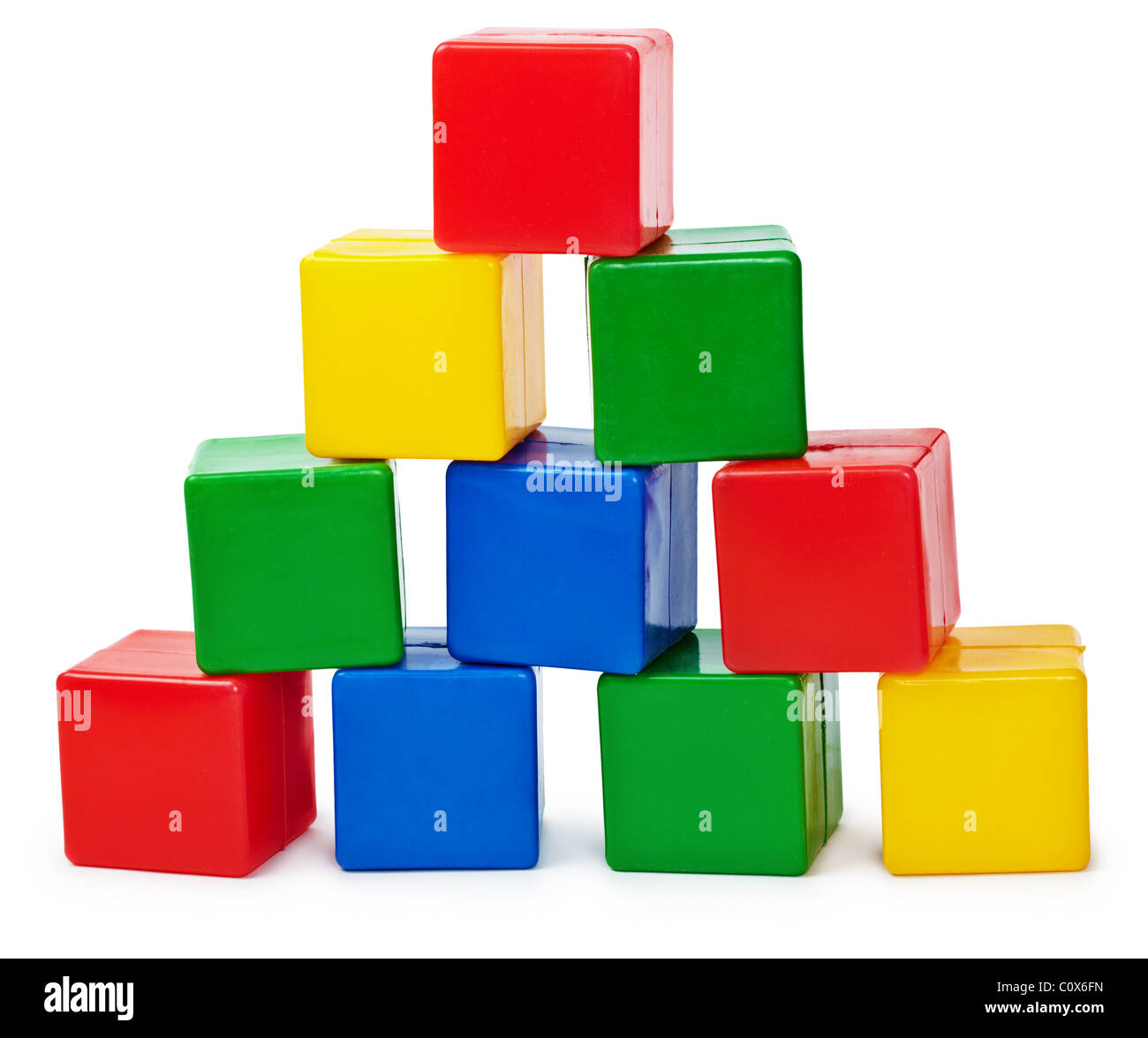 Curve pyramid from color cubes constructed by the child isolated on ...