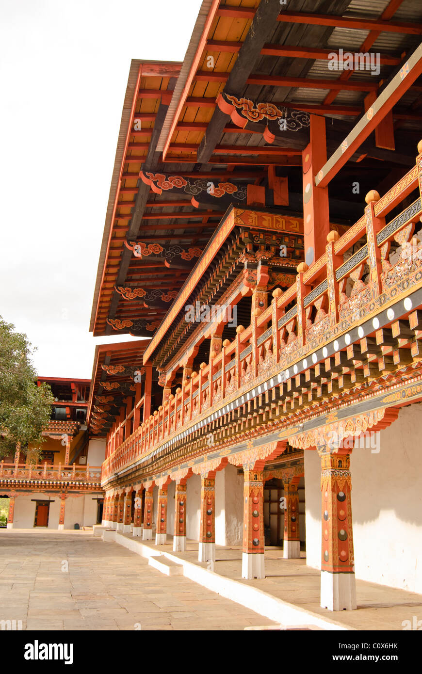 Decorative building in Punakha Dzong, Bhutan Stock Photo