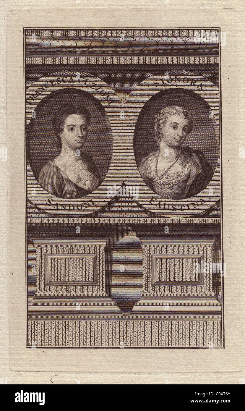 Francesca Cuzzoni Sandoni (1696-1778), Italian soprano, and Signora Faustina Bordoni (1770-1781), Italian opera singer. Stock Photo