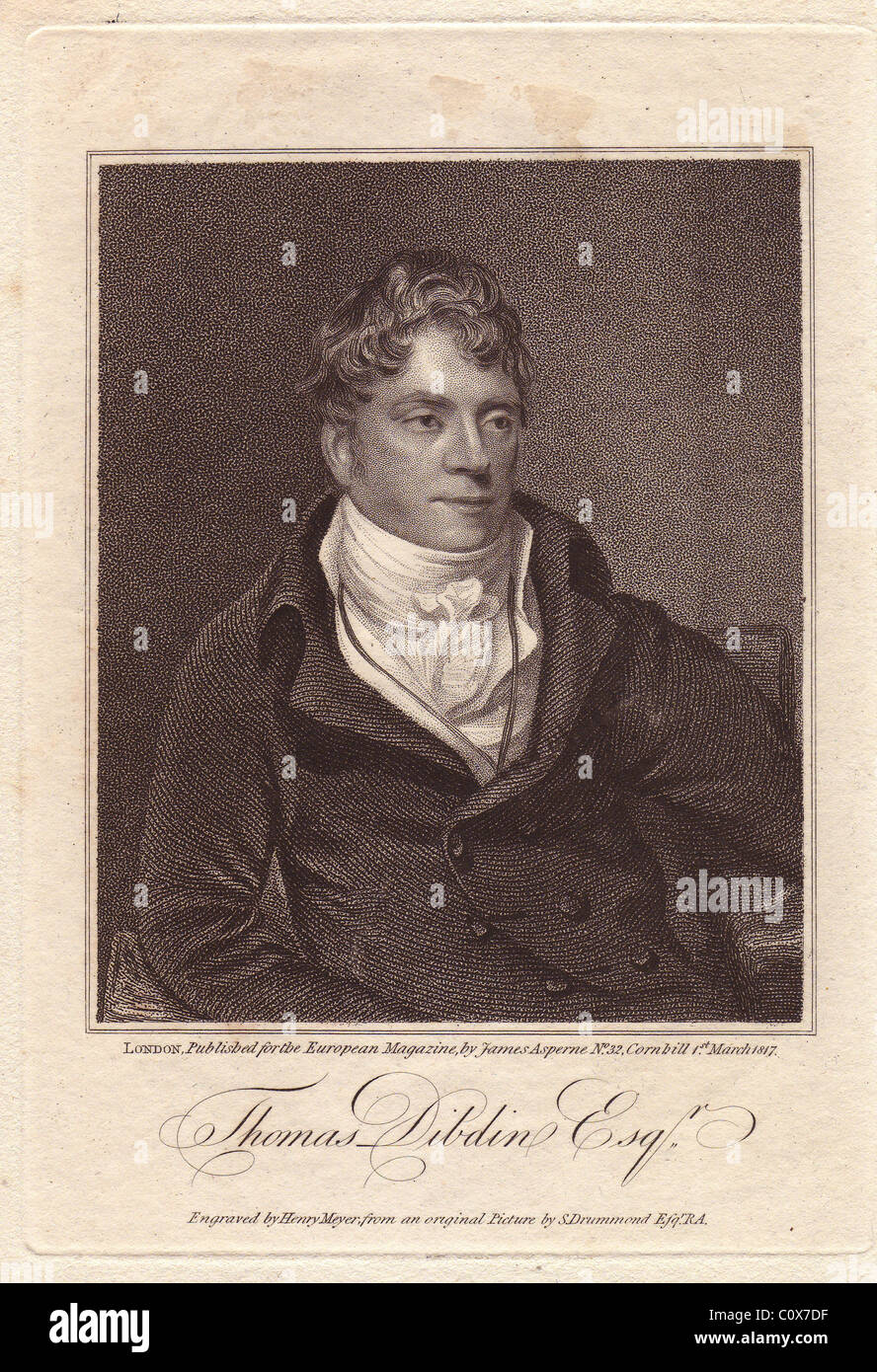 Mr. Thomas Dibdin (1771-1841), English dramatist and songwriter. Stock Photo