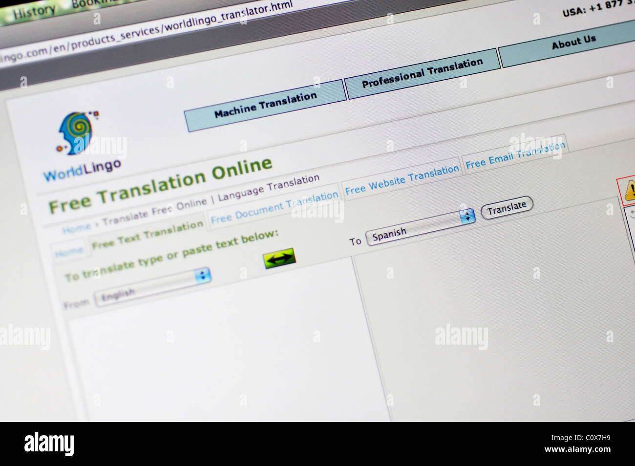 Worldlingo website Translation and Localization service Stock Photo