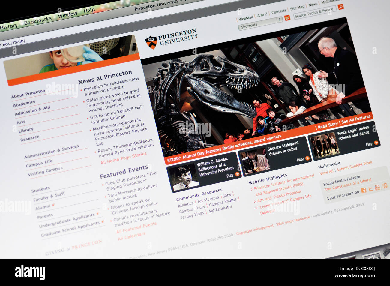 Princeton University website Stock Photo
