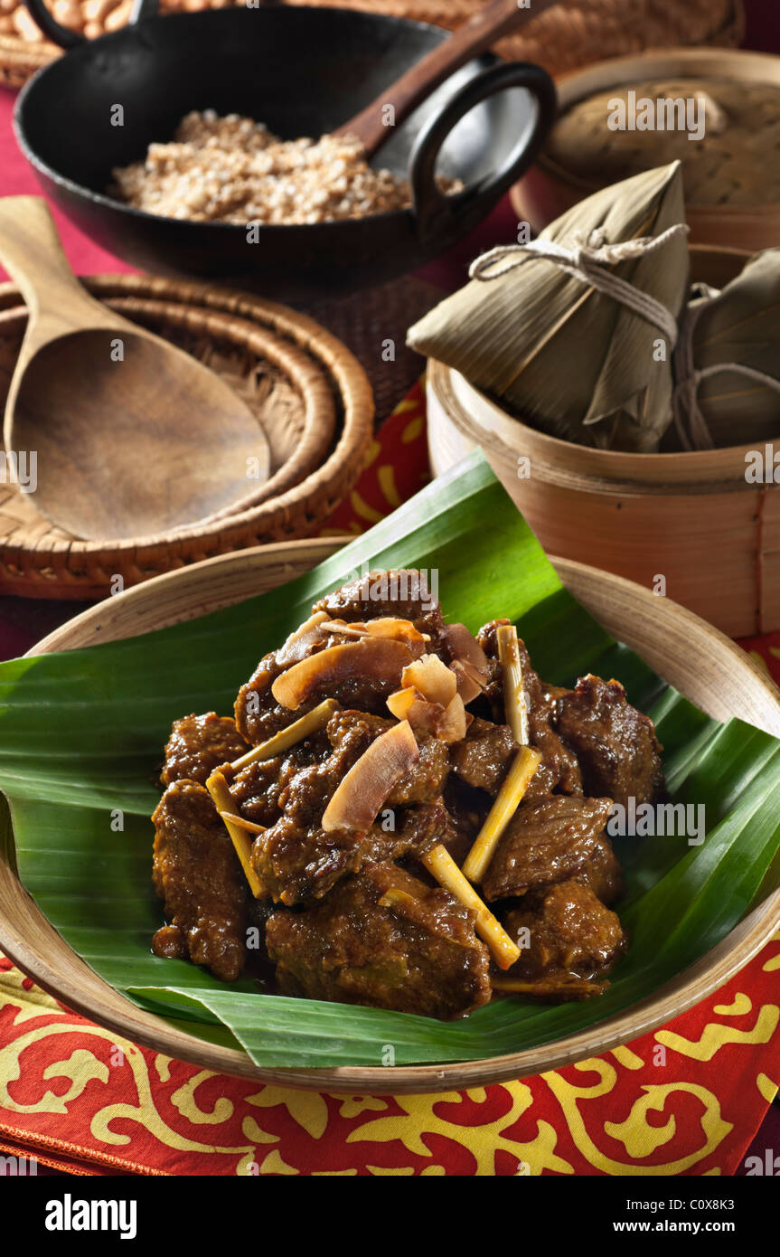 Rendang daging South East Asia Spicy beef dish Stock Photo