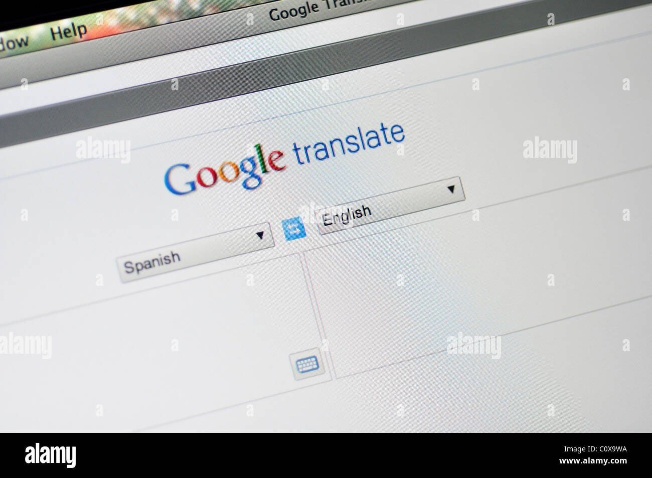Google translate website -  translate foreign languages Stock Photo