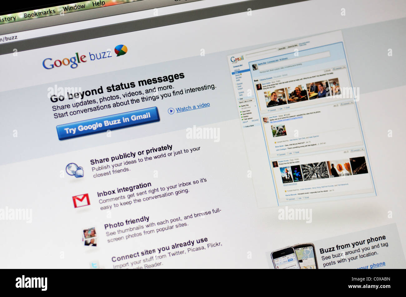 Google Buzz website Stock Photo - Alamy