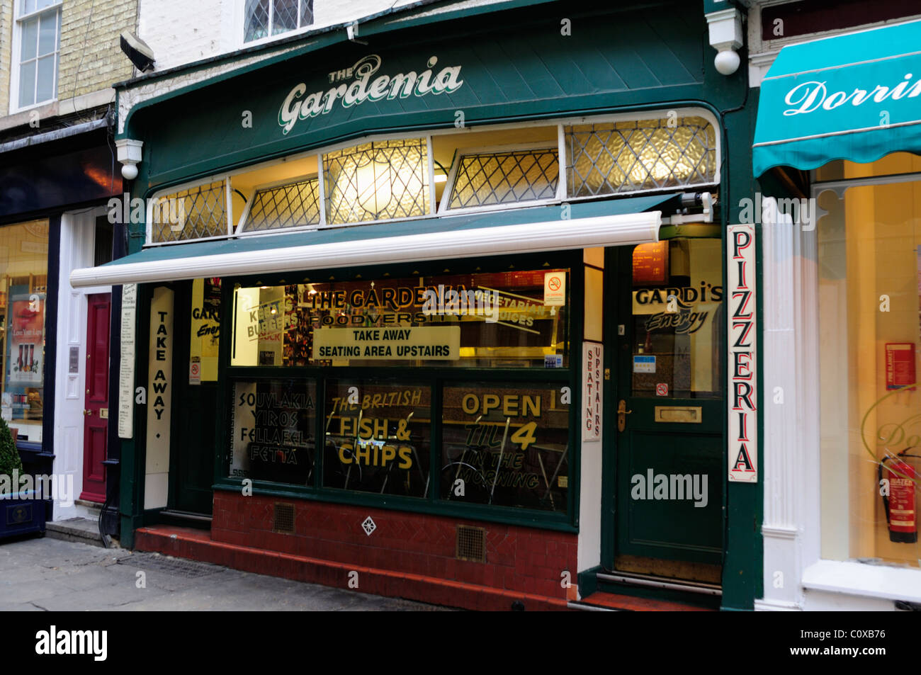 The Gardenia Restaurant Pizzeria, Rose Crescent, Cambridge, England, UK Stock Photo
