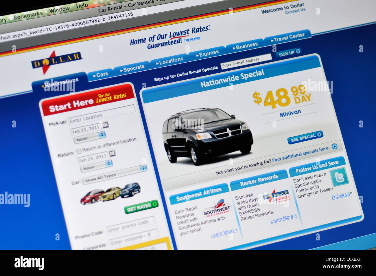 www.dollar.com website - car rental Stock Photo