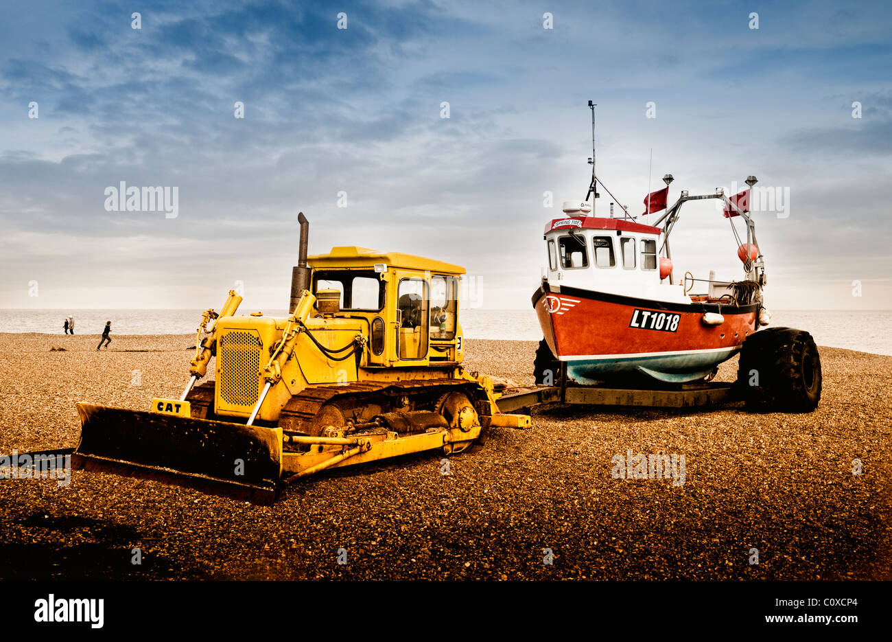 Fishing boat on the beach at Aldeburgh Suffork England UK Stock Photo