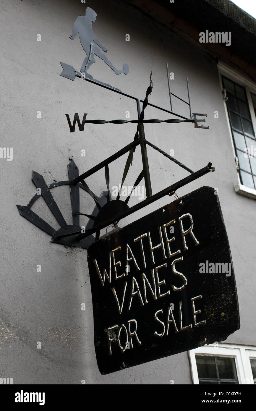 Weather Vanes For Sale sign by the roadside in Somerset, UK. Stock Photo