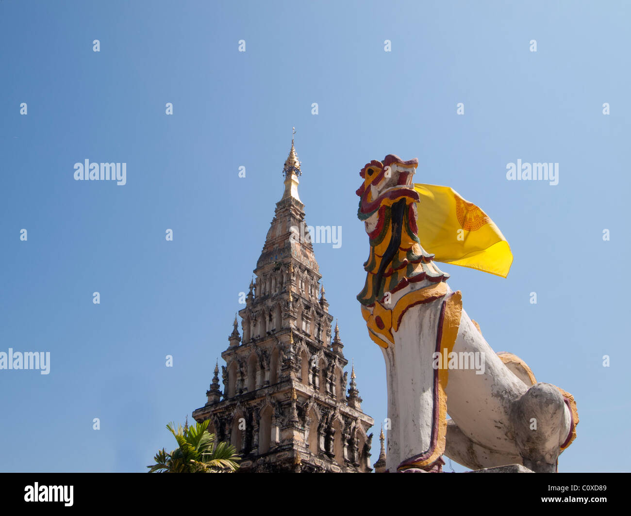 Square Pagoda at Wiang Kum Kam, Chiang Mai Stock Photo