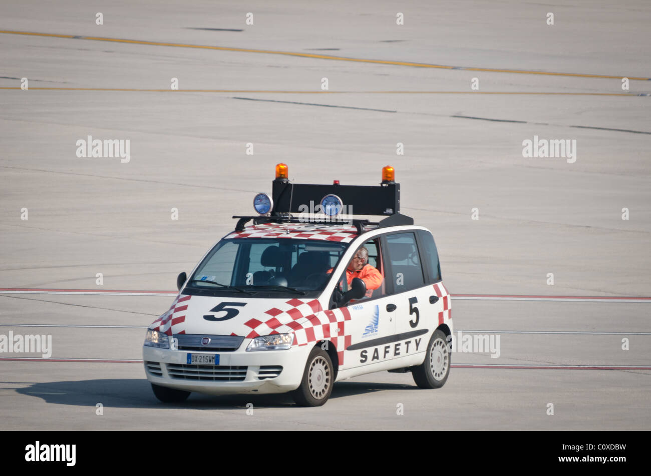 safety car on runway airport Stock Photo