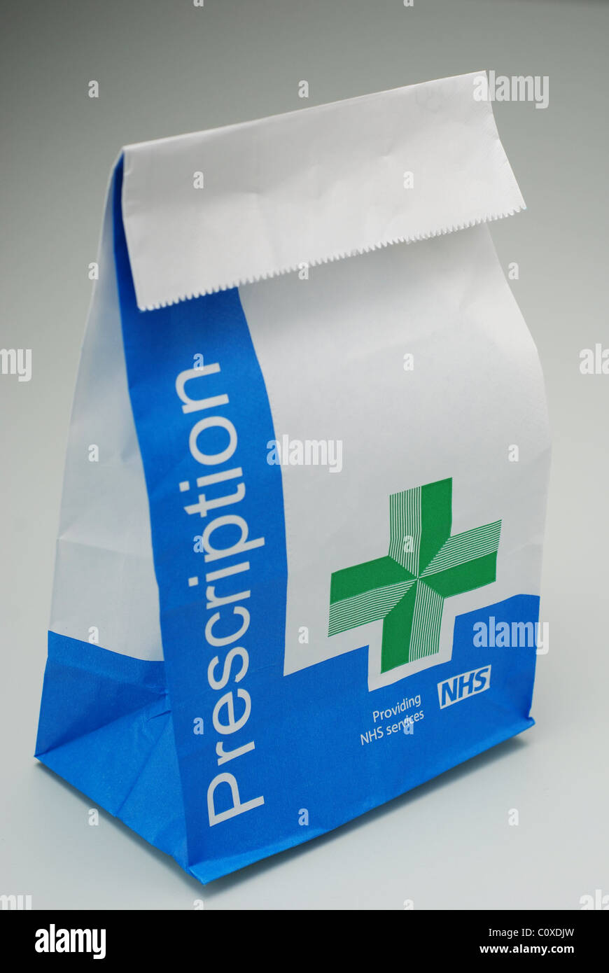 NHS prescription dispensing bag Stock Photo