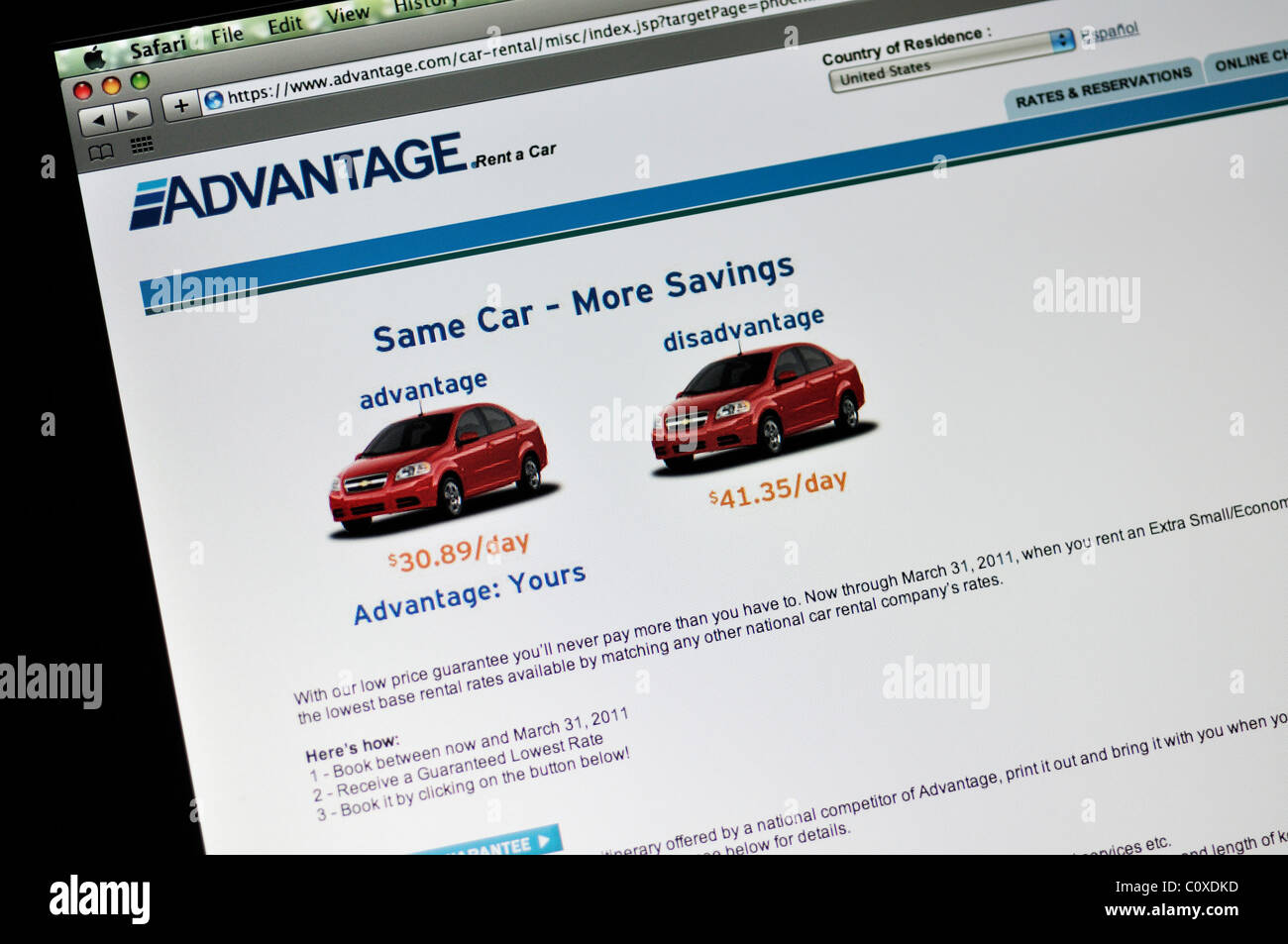 Advantage car rental website Stock Photo Alamy