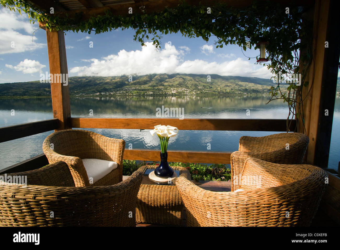 View of Lake San Pablo from Cabanas Del Lago - near Otavalo, Ecuador Stock  Photo - Alamy