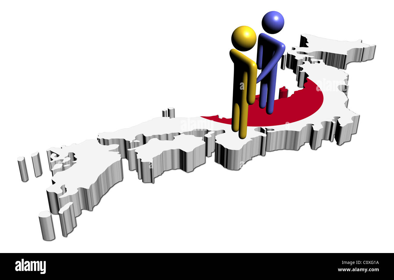 abstract people shaking hands on Japan map flag illustration Stock