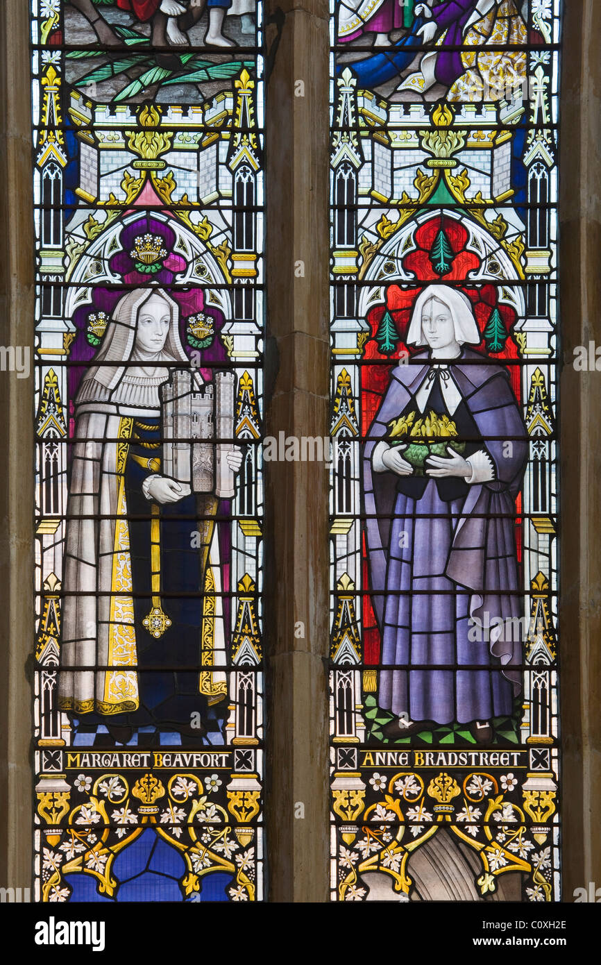 A stained glass window inside St Botolph's Church in Boston