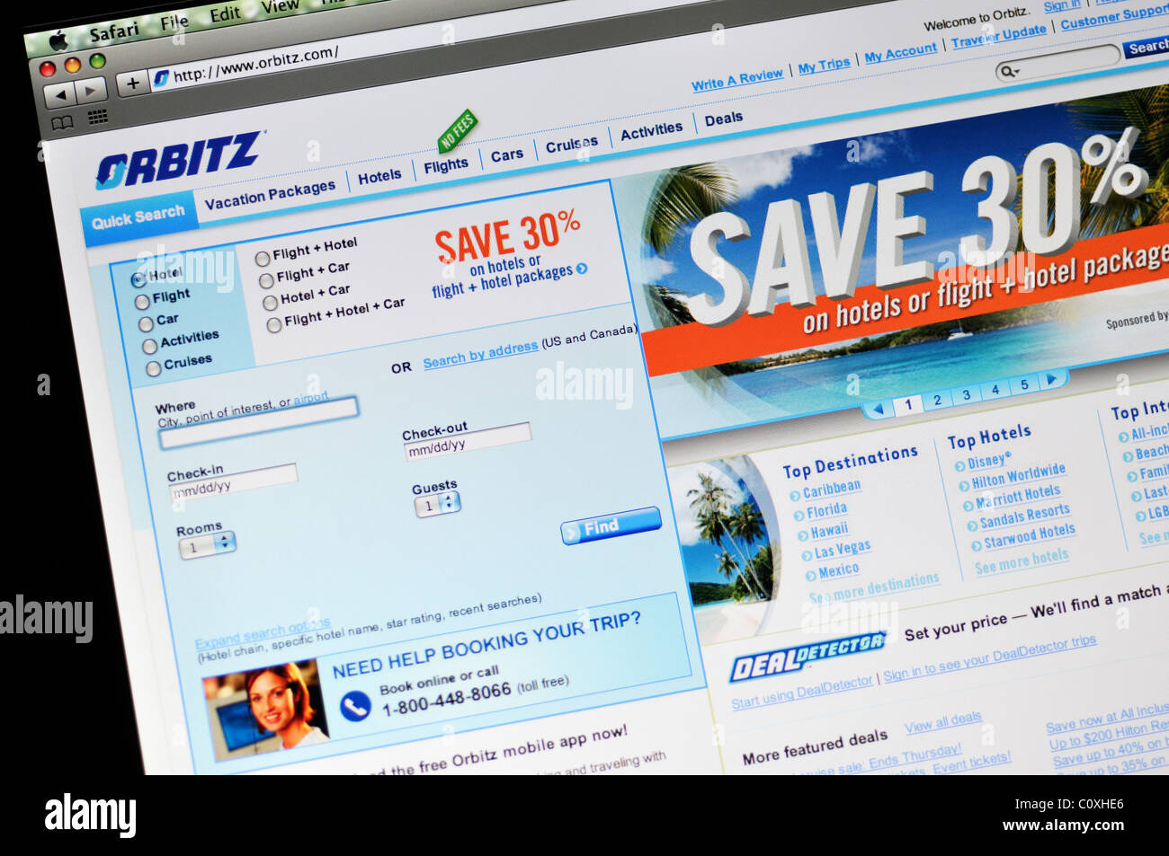 Orbitz website Stock Photo