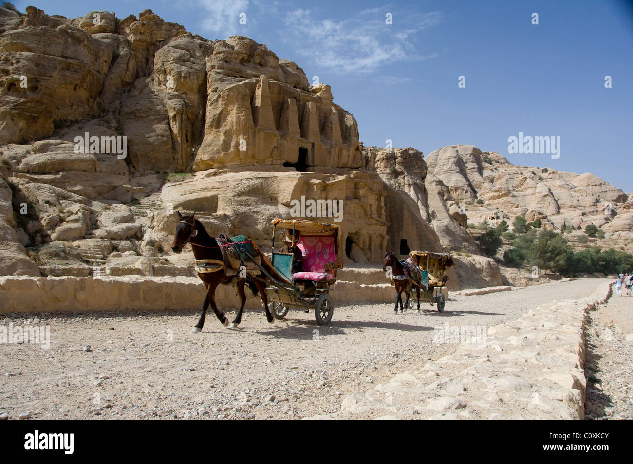 Jordan, Ancient Nabataean city of Petra. Tomb of the Obelisks. Stock Photo