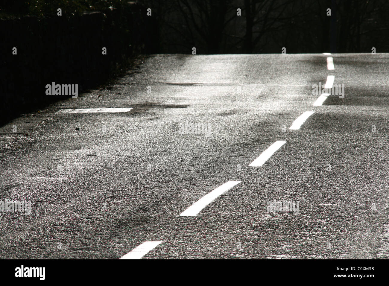 road markings on rural country road Stock Photo - Alamy
