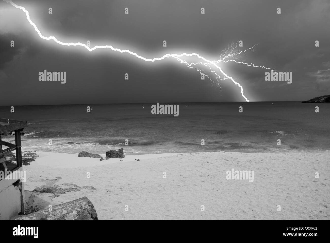 Storm approaching Saint Maarten Island, Dutch Antilles Stock Photo