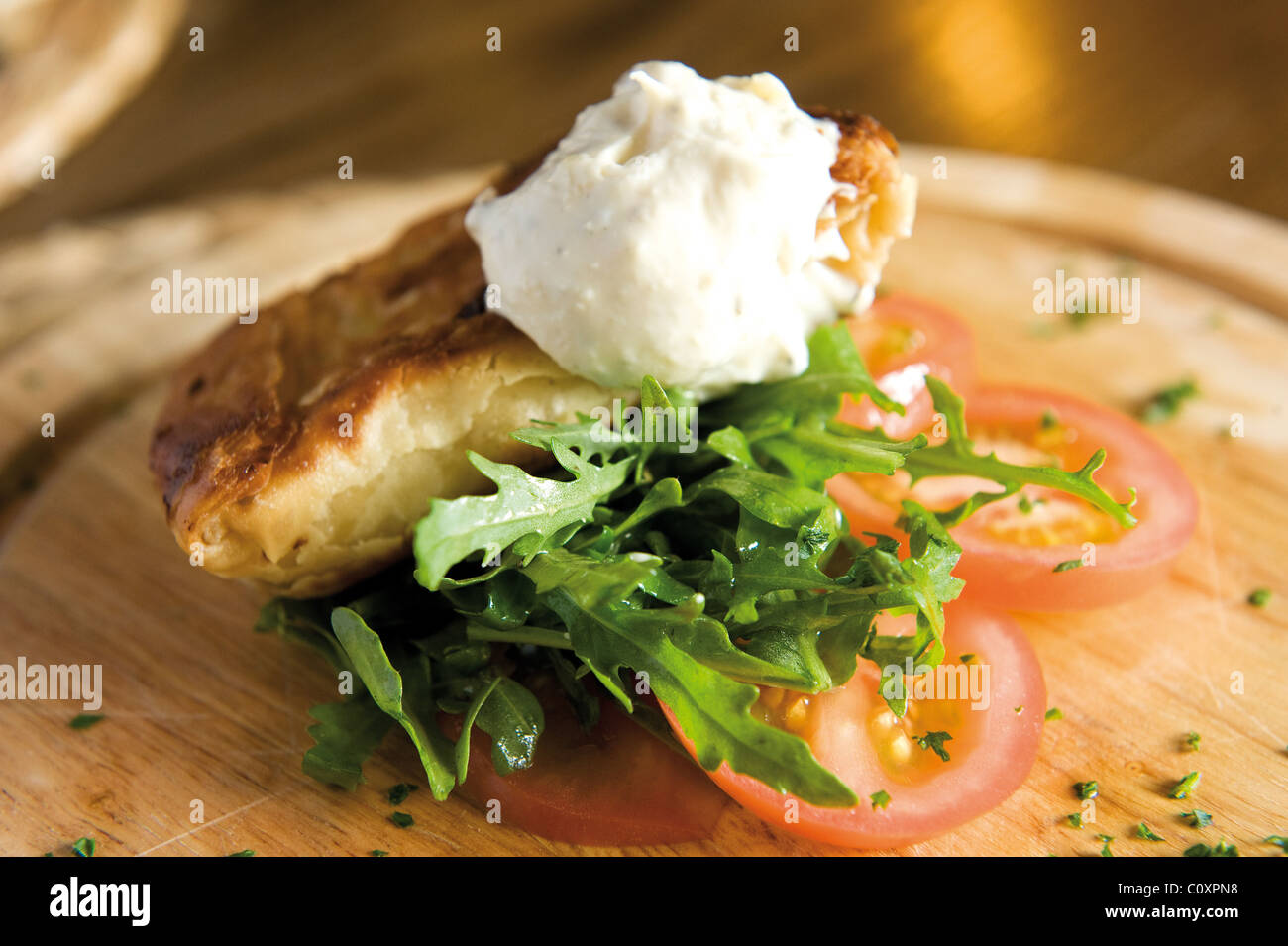 Goat's cheese vegetarian parcel Stock Photo Alamy