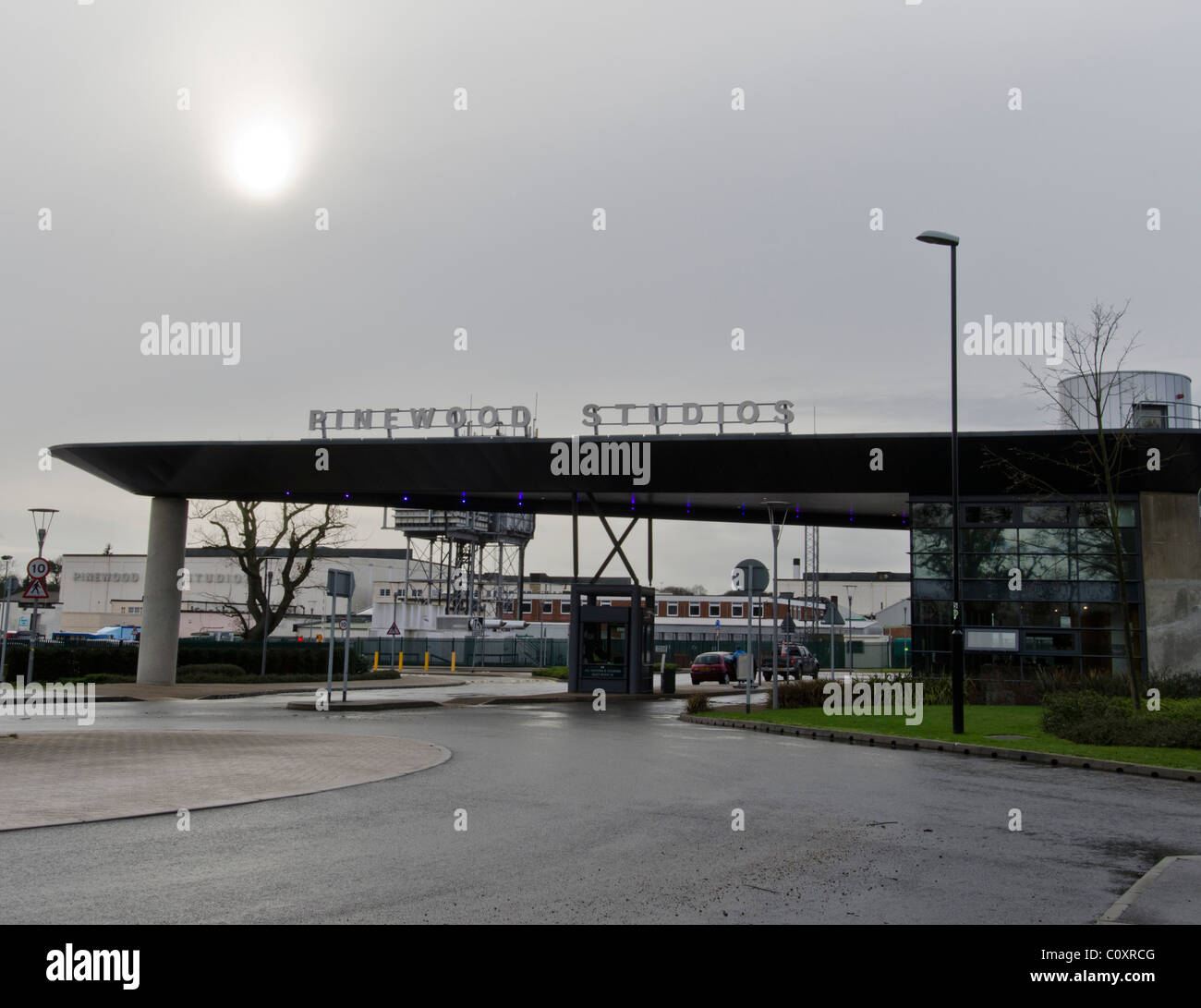 Entrance gate Pinewood Studios, Iver Heath, Buckinghamshire, England Uk