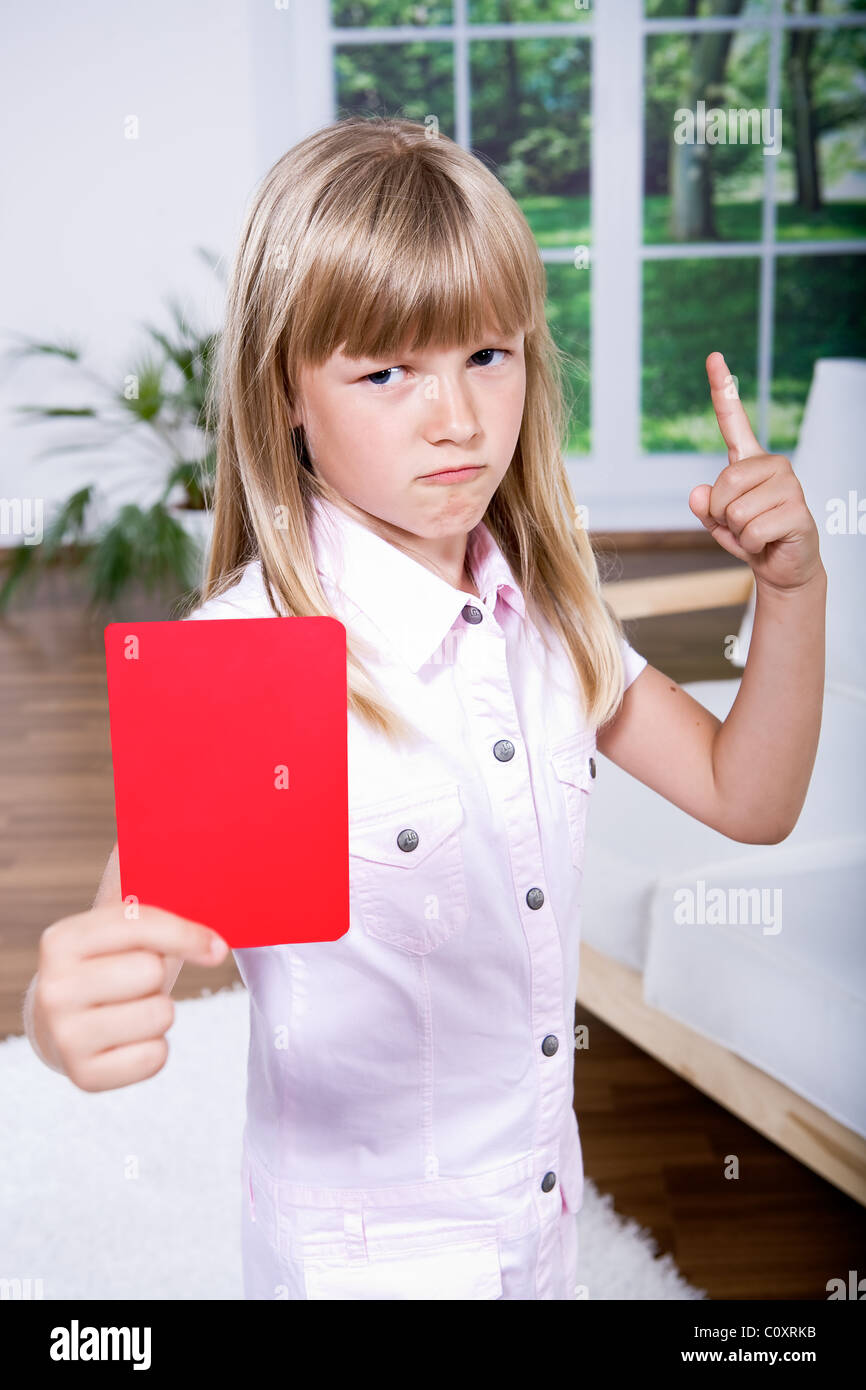 girl with the red card Stock Photo