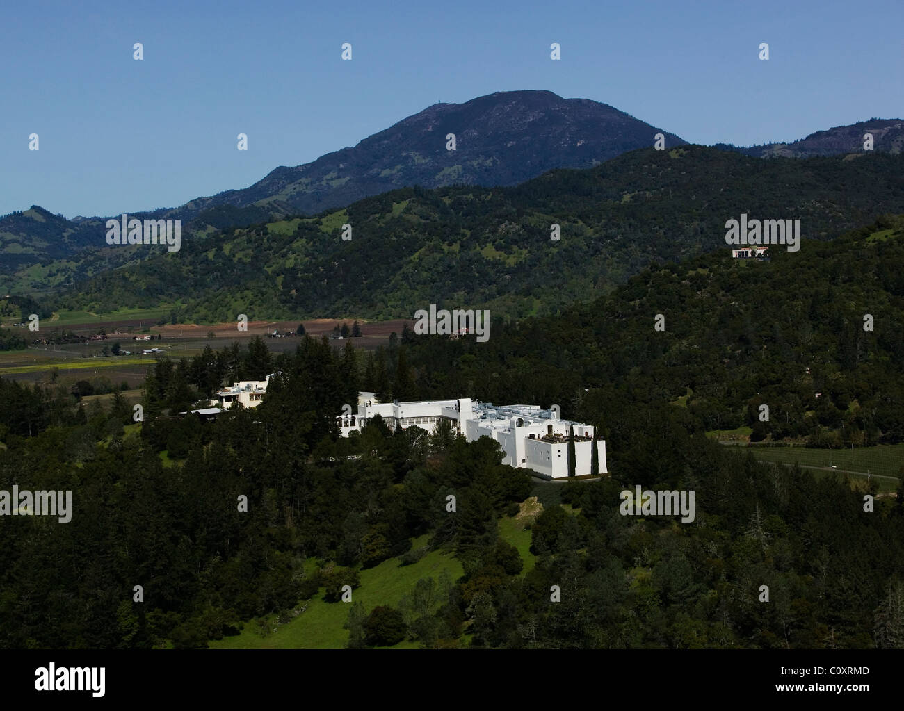 aerial view above Sterling vineyards Napa Valley Calistoga California USA Stock Photo