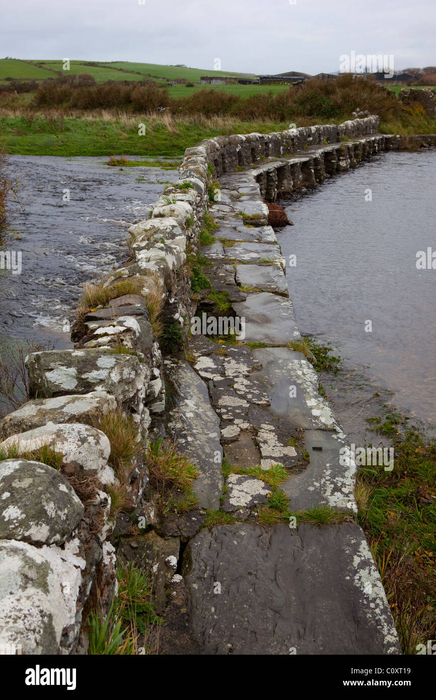Clapper Bridge, Mayo, built by a John Alexander, a member of a Protestant colony in the 1840s. Stock Photo