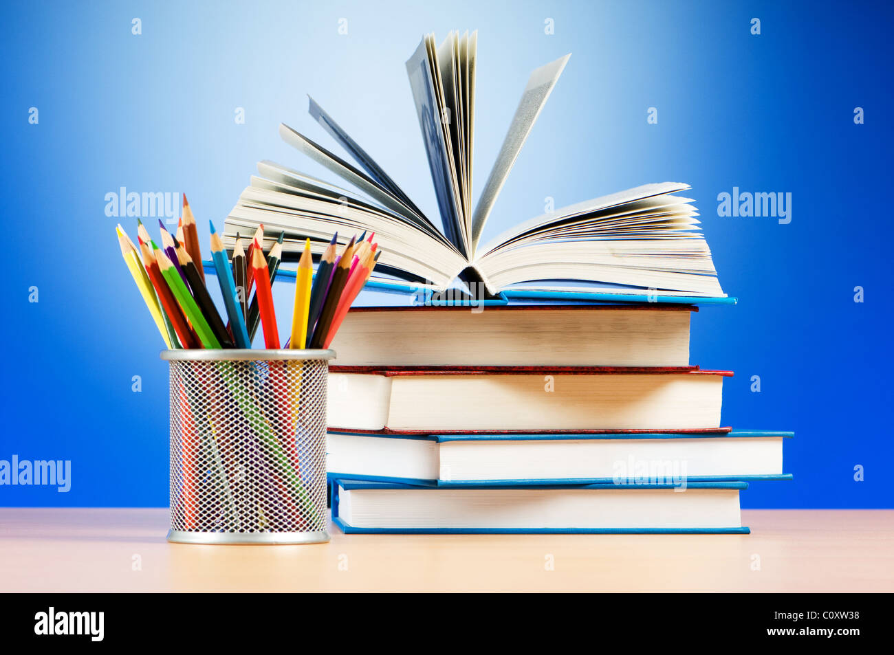 Back To School! How To Draw A Stack Of Books An Apple And Pencils 