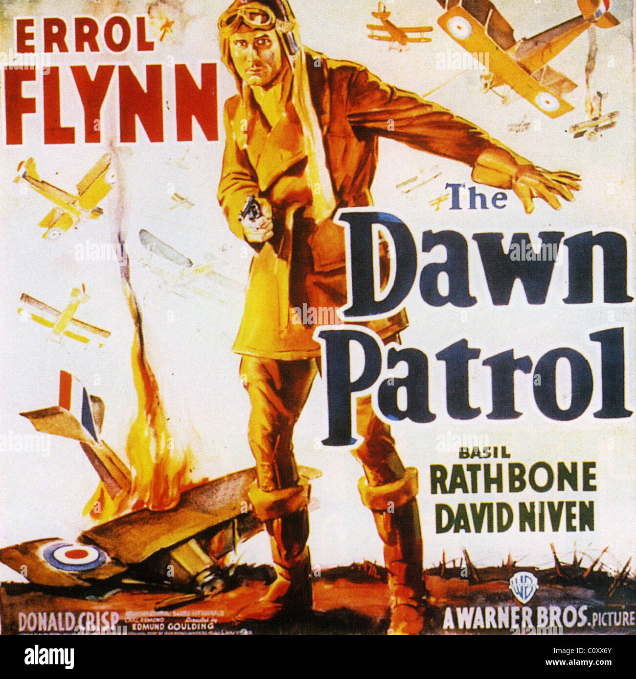 DAWN PATROL Poster for 1938 Warner film with Errol Flynn Stock Photo
