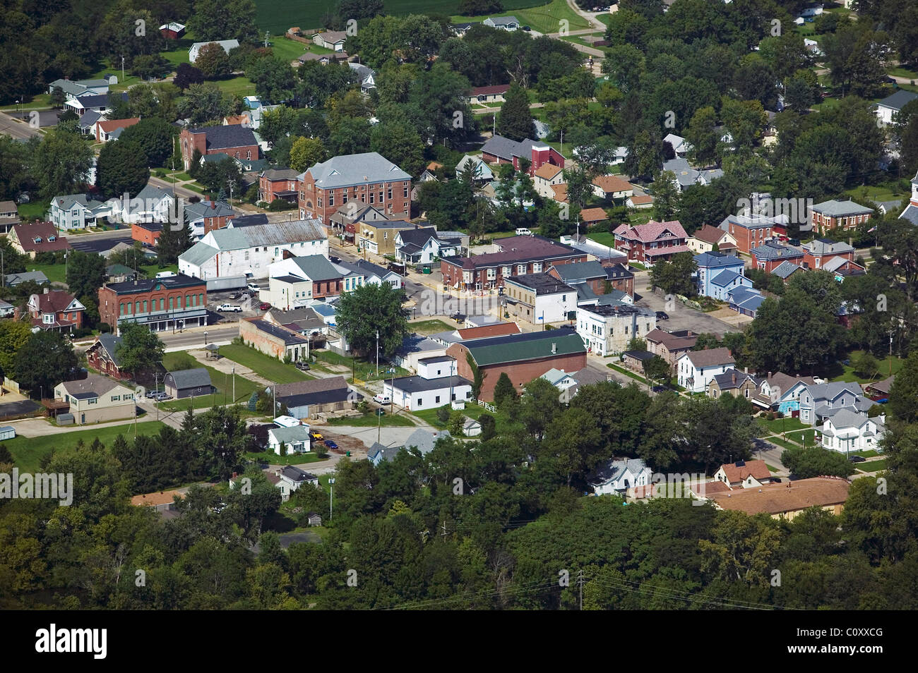 aerial view above Jamestown Illinois Stock Photo