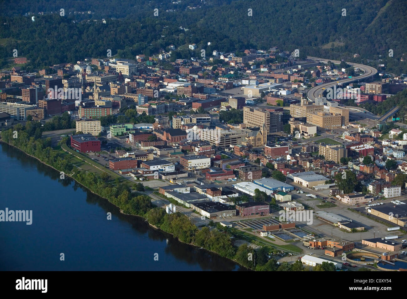 above view above Wheeling West Virginia Ohio river Stock Photo
