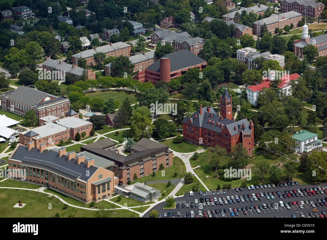 aerial view above university campus Pennsylvania Stock Photo