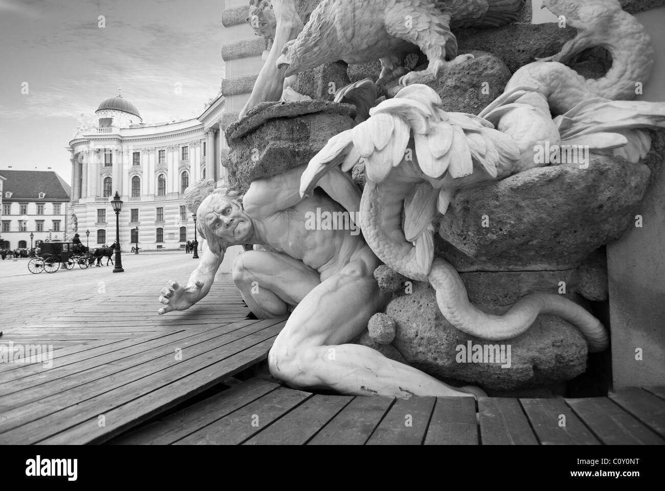 Sculpture Detail of a Central Square Vienna, Austria Stock Photo