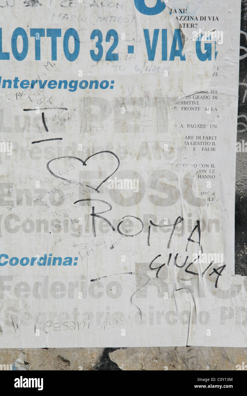 i love roma graffiti on wall in garbatella area, rome, italy Stock Photo