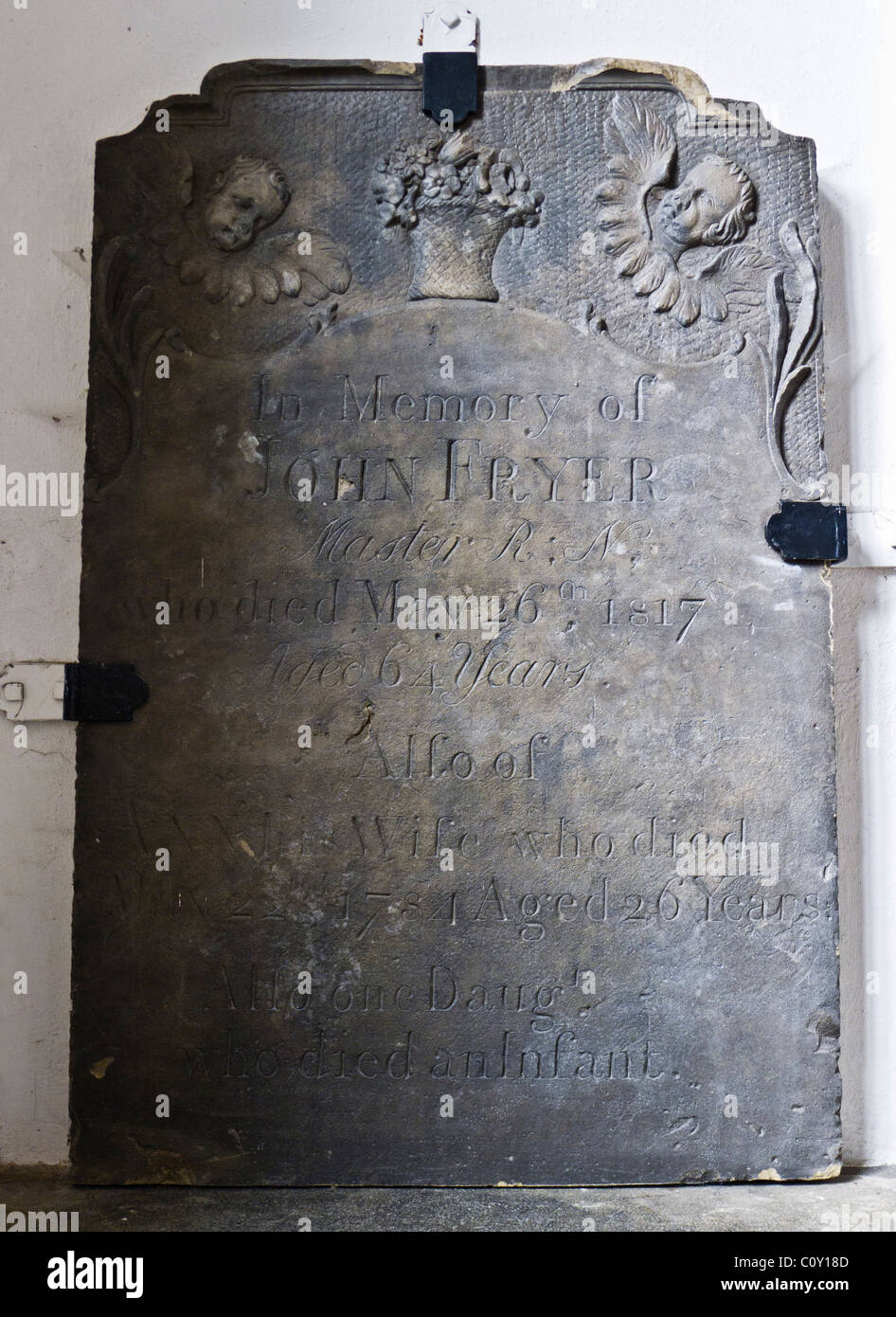 The gravestone of John Fryer, saling master of HMAV Bounty, at St. Nicholas church, Wellsnext