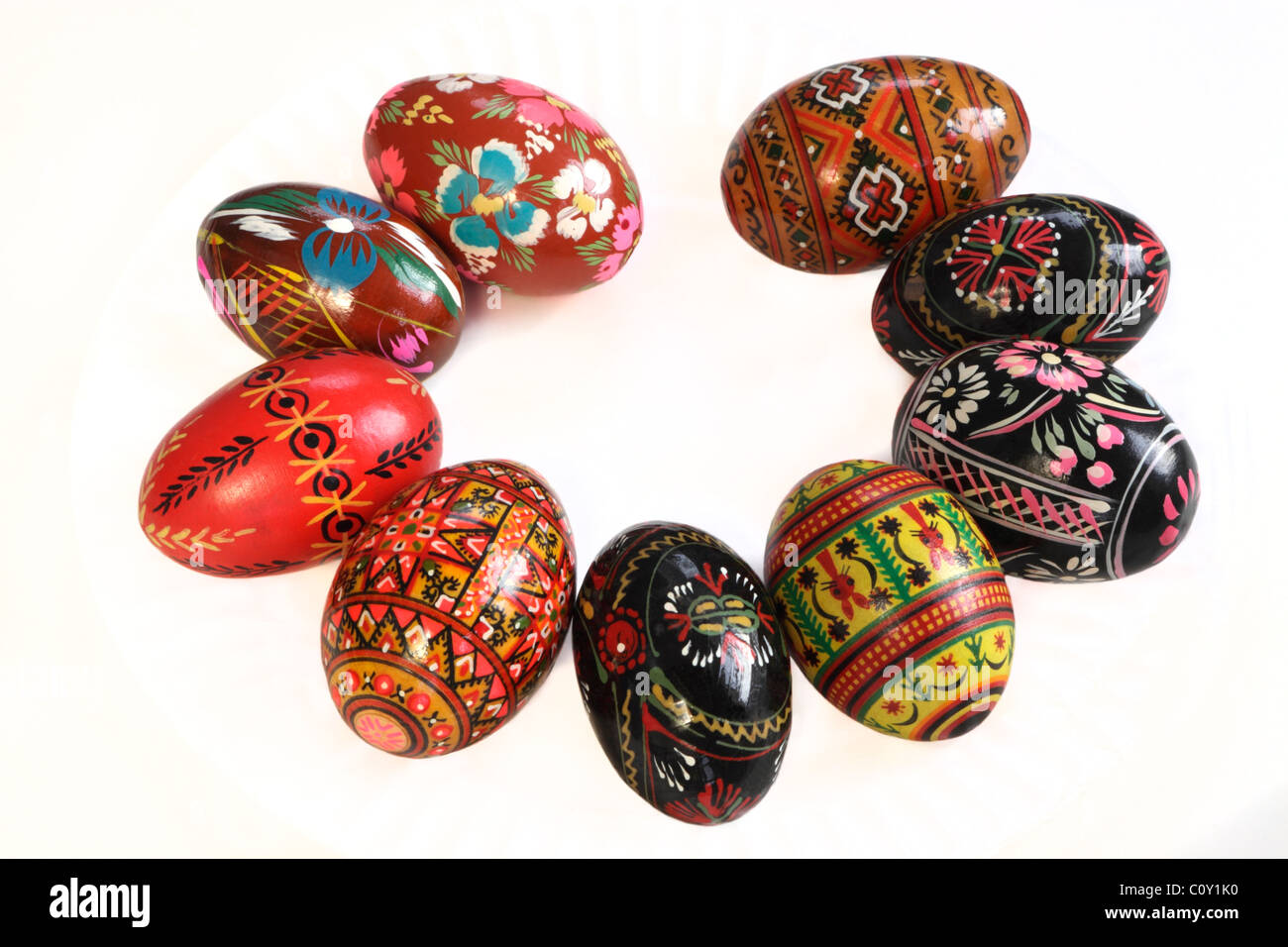 Ukrainian Easter Eggs Decorated, isolated on white Stock Photo