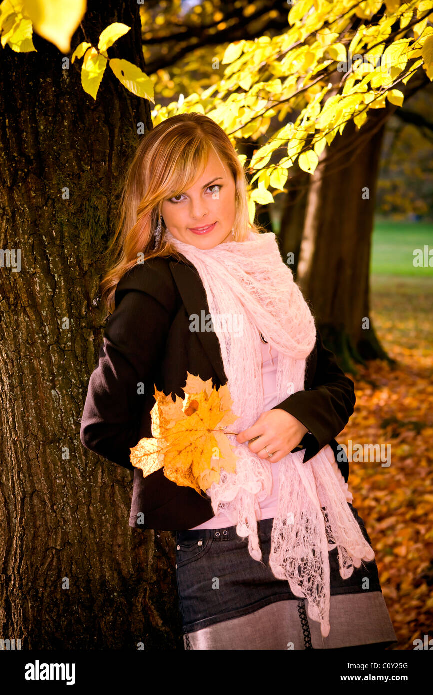 woman in the autumn park Stock Photo - Alamy