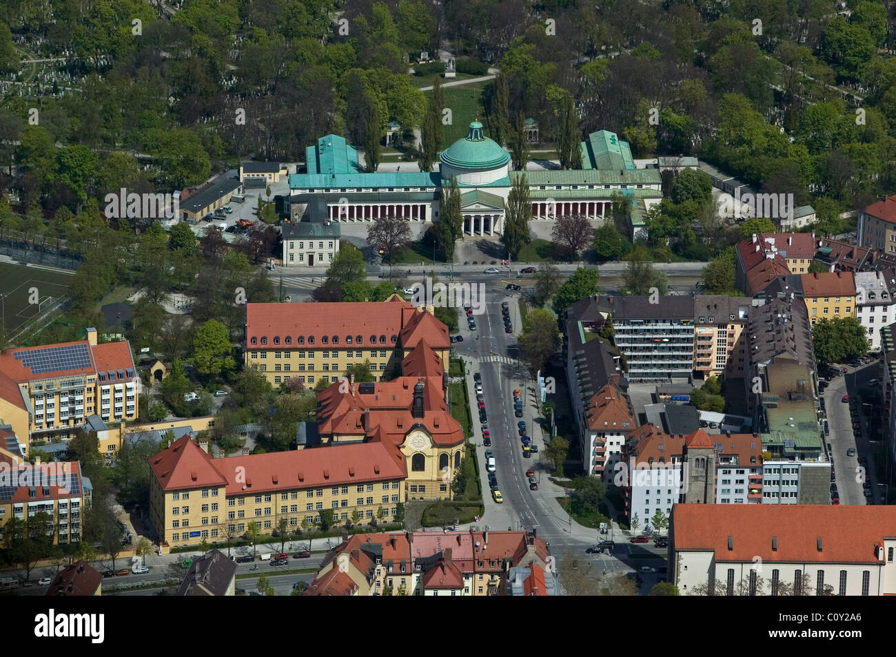aerial view above Munich Germany Stock Photo