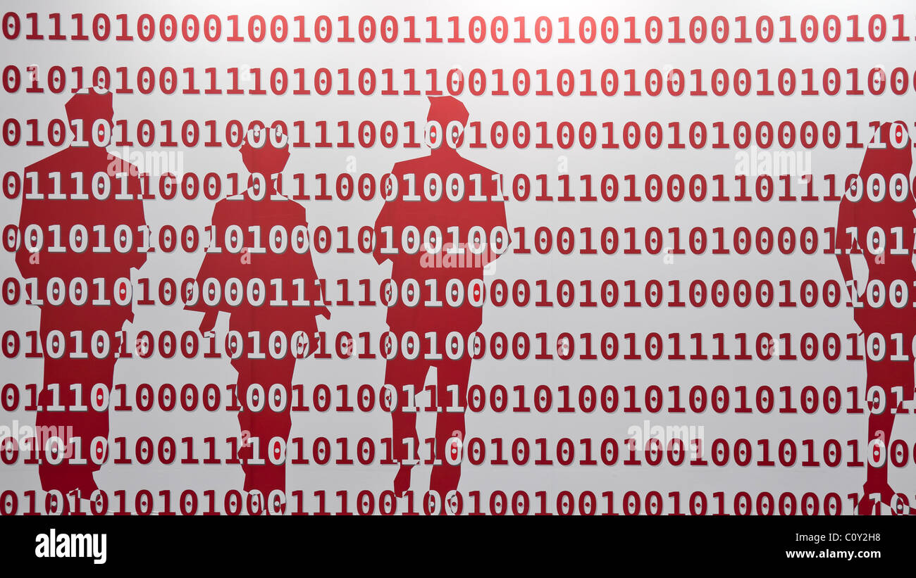 Binary code and figures of people Stock Photo - Alamy