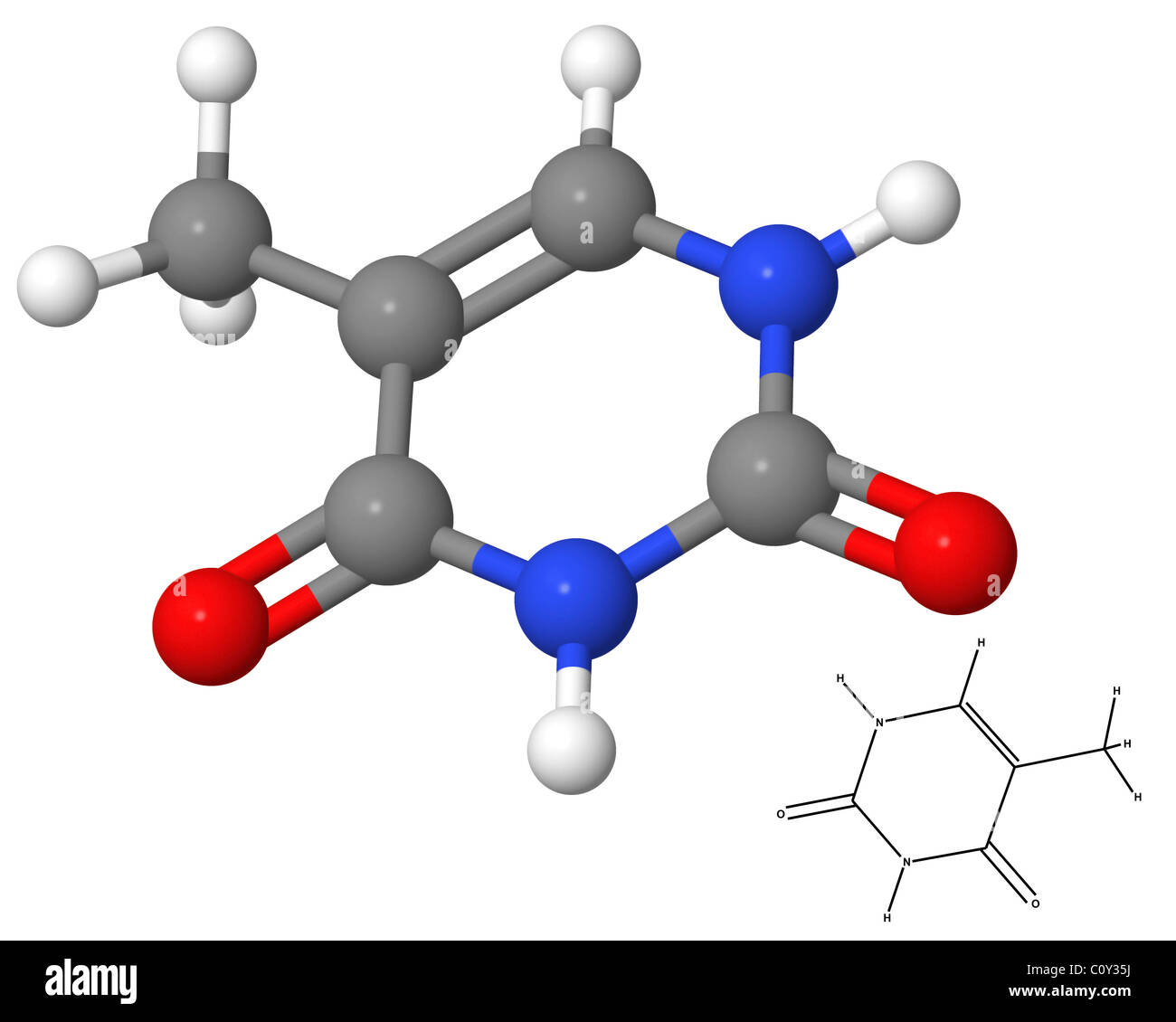 Thymine (C5H6N2O2) molecule with chemical formula isolated on white  background Stock Photo - Alamy