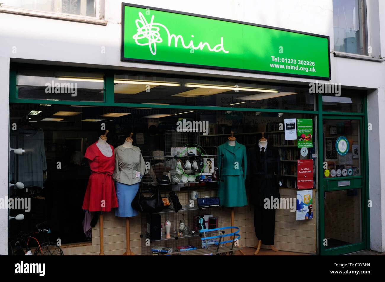Mind Mental Health Charity Shop, Burleigh Street, Cambridge, England, UK Stock Photo