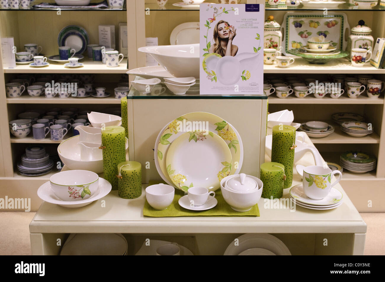 Villeroy Boch tableware  on display in a china shop  Stock 